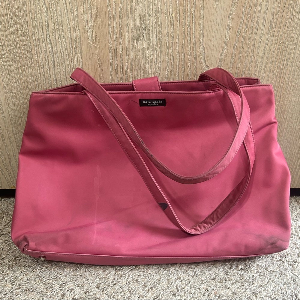 kate spade Rose Pink Nylon Tote Dual Straps Diaper Bag Magnetic Travel Bag Baby